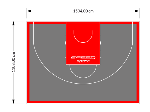 167M2/1108x1504CM GRAFITOWO-CZERWONE BOISKO DO KOSZYKÓWKI 3X3 SPEEDSPORT HEXA POWER PRO