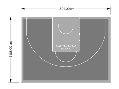 167M2/1108x1504CM GRAFITOWO-SZARE BOISKO DO KOSZYKÓWKI 3X3 SPEEDSPORT HEXA POWER PRO