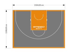 167M2/1108x1504CM GRAFITOWO-POMARAŃCZOWE BOISKO DO KOSZYKÓWKI 3X3 SPEEDSPORT HEXA POWER PRO