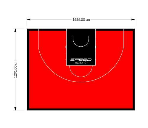 217M2/1291x1686CM CZERWONO-CZARNE BOISKO DO KOSZYKÓWKI 3X3 SPEEDSPORT HEXA POWER PRO