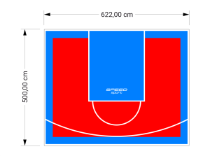 31M2/500X622CM CZERWONO-BŁĘKITNE BOISKO DO KOSZYKÓWKI SPEEDSPORT HEXA POWER PRO