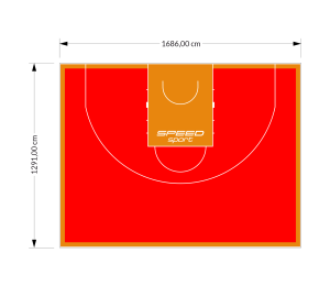 217M2/1291x1686CM CZERWONO-POMARAŃCZOWE BOISKO DO KOSZYKÓWKI 3X3 SPEEDSPORT HEXA POWER PRO