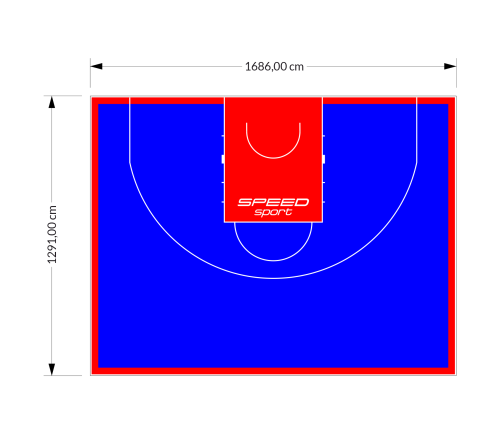 217M2/1291x1686CM NIEBIESKO-CZERWONE BOISKO DO KOSZYKÓWKI 3X3 SPEEDSPORT HEXA POWER PRO