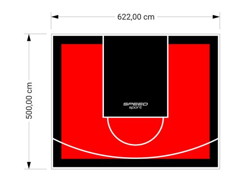 31M2/500X622CM CZERWONO-CZARNE BOISKO DO KOSZYKÓWKI SPEEDSPORT HEXA POWER PRO