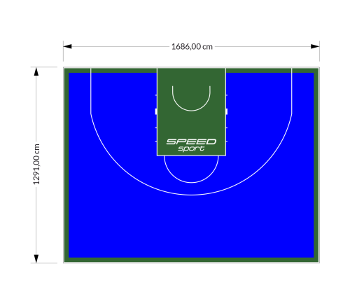 217M2/1291x1686CM NIEBIESKO-ZIELONE BOISKO DO KOSZYKÓWKI 3X3 SPEEDSPORT HEXA POWER PRO