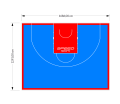 217M2/1291x1686CM BŁĘKITNO-CZERWONE BOISKO DO KOSZYKÓWKI 3X3 SPEEDSPORT HEXA POWER PRO