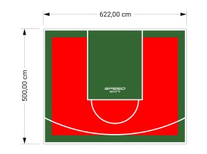 31M2/500X622CM CZERWONO-ZIELONE BOISKO DO KOSZYKÓWKI SPEEDSPORT HEXA POWER PRO