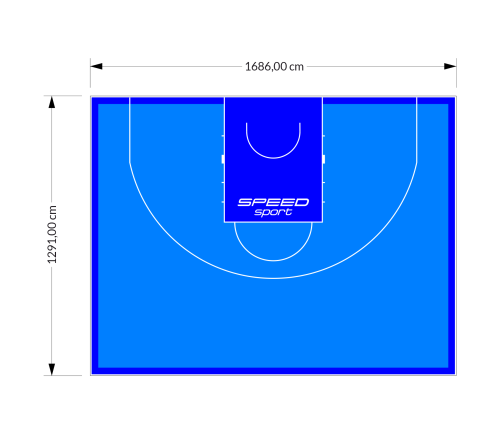 217M2/1291x1686CM BŁĘKITNO-NIEBIESKIE BOISKO DO KOSZYKÓWKI 3X3 SPEEDSPORT HEXA POWER PRO