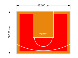 31M2/500X622CM CZERWONO-POMARAŃCZOWE BOISKO DO KOSZYKÓWKI SPEEDSPORT HEXA POWER PRO