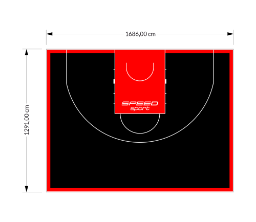 217M2/1291x1686CM CZARNO-CZERWONE BOISKO DO KOSZYKÓWKI 3X3 SPEEDSPORT HEXA POWER PRO