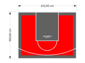 31M2/500X622CM CZERWONO-GRAFITOWE BOISKO DO KOSZYKÓWKI SPEEDSPORT HEXA POWER PRO