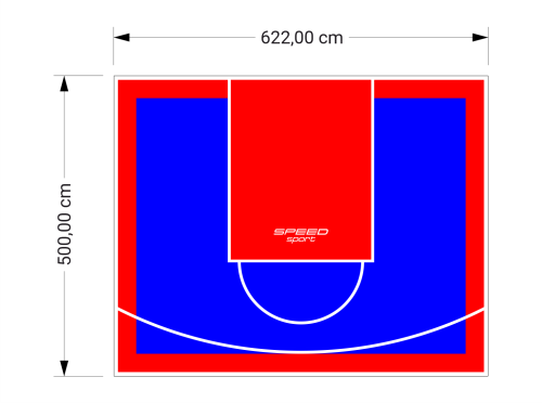31M2/500X622CM NIEBIESKO-CZERWONE BOISKO DO KOSZYKÓWKI SPEEDSPORT HEXA POWER PRO