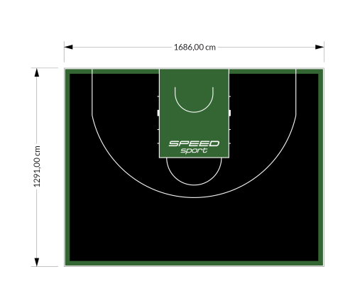 217M2/1291x1686CM CZARNO-ZIELONE BOISKO DO KOSZYKÓWKI 3X3 SPEEDSPORT HEXA POWER PRO