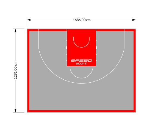 217M2/1291x1686CM SZARO-CZERWONE BOISKO DO KOSZYKÓWKI 3X3 SPEEDSPORT HEXA POWER PRO