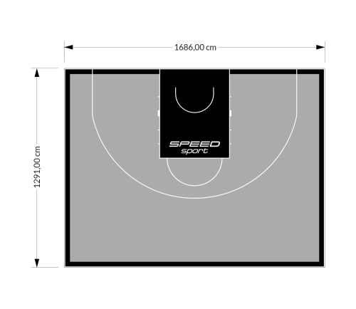 217M2/1291x1686CM SZARO-CZARNE BOISKO DO KOSZYKÓWKI 3X3 SPEEDSPORT HEXA POWER PRO