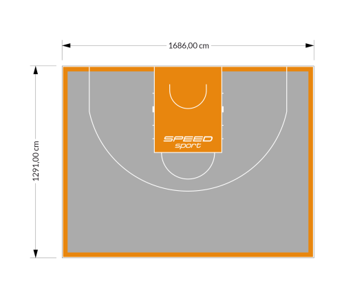217M2/1291x1686CM SZARO-POMARAŃCZOWE BOISKO DO KOSZYKÓWKI 3X3 SPEEDSPORT HEXA POWER PRO
