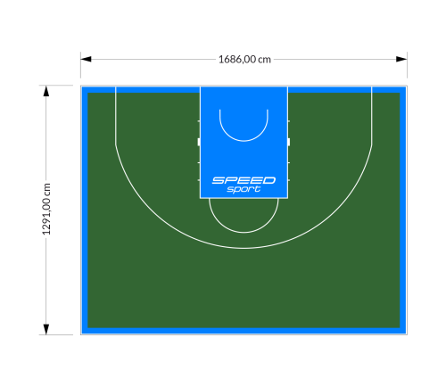 217M2/1291x1686CM ZIELONO-BŁĘKITNE BOISKO DO KOSZYKÓWKI 3X3 SPEEDSPORT HEXA POWER PRO