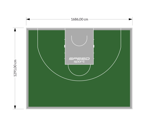 217M2/1291x1686CM ZIELONO-SZARE BOISKO DO KOSZYKÓWKI 3X3 SPEEDSPORT HEXA POWER PRO