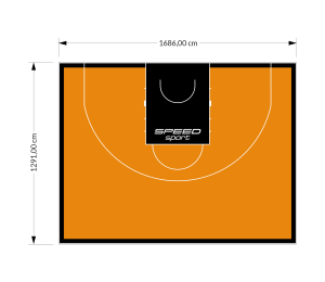 217M2/1291x1686CM POMARAŃCZOWO-CZARNE BOISKO DO KOSZYKÓWKI 3X3 SPEEDSPORT HEXA POWER PRO