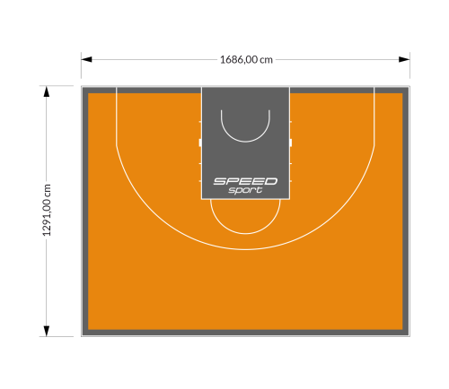 217M2/1291x1686CM POMARAŃCZOWO-GRAFITOWE BOISKO DO KOSZYKÓWKI 3X3 SPEEDSPORT HEXA POWER PRO