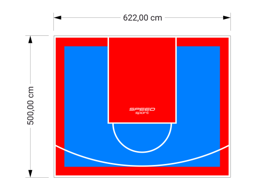 31M2/500X622CM BŁĘKITNO-CZERWONE BOISKO DO KOSZYKÓWKI SPEEDSPORT HEXA POWER PRO