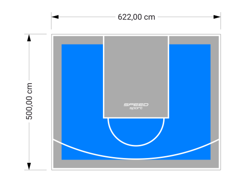 31M2/500X622CM BŁĘKITNO-SZARE BOISKO DO KOSZYKÓWKI SPEEDSPORT HEXA POWER PRO