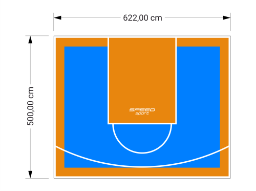 31M2/500X622CM BŁĘKITNO-POMARAŃCZOWE BOISKO DO KOSZYKÓWKI SPEEDSPORT HEXA POWER PRO