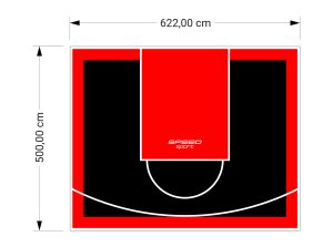 31M2/500X622CM CZARNO-CZERWONE BOISKO DO KOSZYKÓWKI SPEEDSPORT HEXA POWER PRO