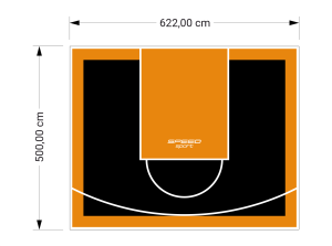 31M2/500X622CM CZARNO-POMARAŃCZOWE BOISKO DO KOSZYKÓWKI SPEEDSPORT HEXA POWER PRO