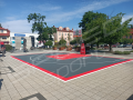 217M2/1291x1686CM GRAFITOWO-CZERWONE BOISKO DO KOSZYKÓWKI 3X3 SPEEDSPORT HEXA POWER PRO