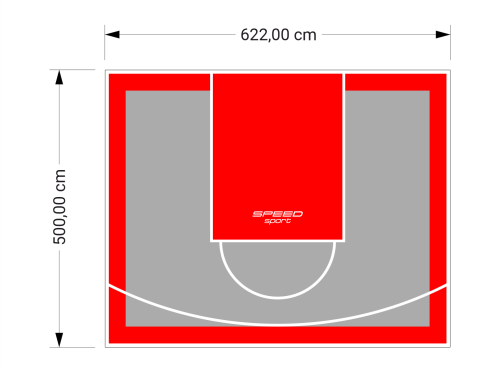 31M2/500X622CM SZARO-CZERWONE BOISKO DO KOSZYKÓWKI SPEEDSPORT HEXA POWER PRO