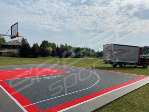 139M2/926X1504CM GRAFITOWO-CZERWONE BOISKO DO KOSZYKÓWKI 3X3 SPEEDSPORT HEXA POWER PRO