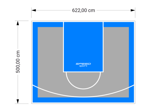 31M2/500X622CM SZARO-BŁĘKITNE BOISKO DO KOSZYKÓWKI SPEEDSPORT HEXA POWER PRO