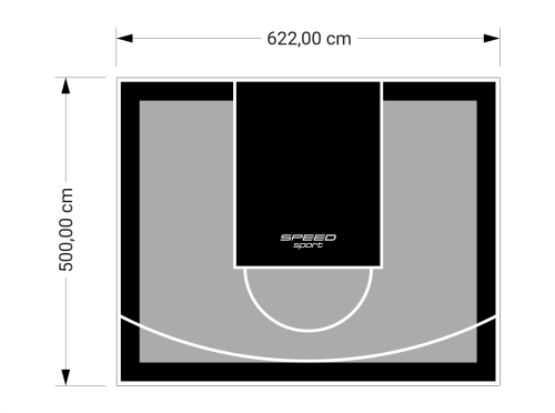31M2/500X622CM SZARO-CZARNE BOISKO DO KOSZYKÓWKI SPEEDSPORT HEXA POWER PRO
