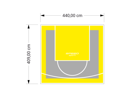 18M2/409X440CM SZARO-ŻÓŁTE BOISKO DO KOSZYKÓWKI SPEEDSPORT HEXA POWER PRO