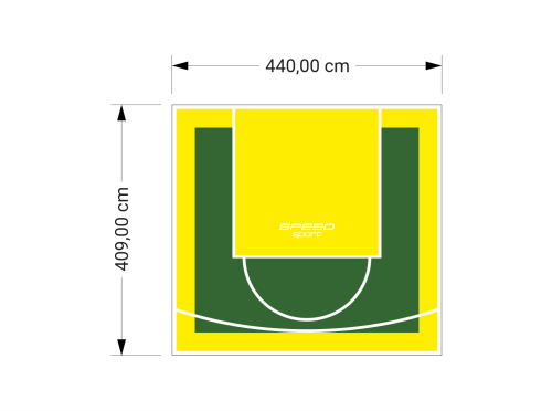 18M2/409X440CM ZIELONO-ŻÓŁTE BOISKO DO KOSZYKÓWKI SPEEDSPORT HEXA POWER PRO
