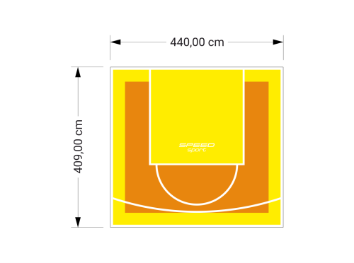 18M2/409X440CM POMARAŃCZOWO-ŻÓŁTE BOISKO DO KOSZYKÓWKI SPEEDSPORT HEXA POWER PRO