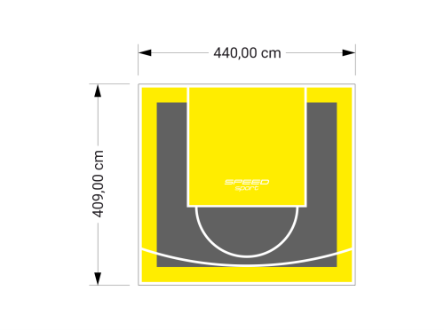 18M2/409X440CM GRAFITOWO-ŻÓŁTE BOISKO DO KOSZYKÓWKI SPEEDSPORT HEXA POWER PRO