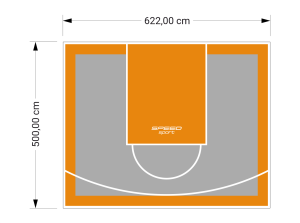 31M2/500X622CM SZARO-POMARAŃCZOWE BOISKO DO KOSZYKÓWKI SPEEDSPORT HEXA POWER PRO