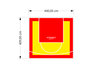 18M2/409X440CM ŻÓŁTO-CZERWONE BOISKO DO KOSZYKÓWKI SPEEDSPORT HEXA POWER PRO