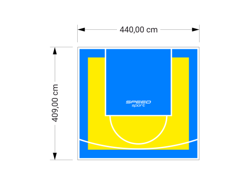 18M2/409X440CM ŻÓŁTO-BŁĘKITNE BOISKO DO KOSZYKÓWKI SPEEDSPORT HEXA POWER PRO