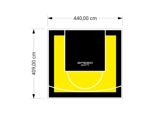 18M2/409X440CM ŻÓŁTO-CZARNE BOISKO DO KOSZYKÓWKI SPEEDSPORT HEXA POWER PRO