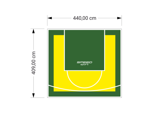 18M2/409X440CM ŻÓŁTO-ZIELONE BOISKO DO KOSZYKÓWKI SPEEDSPORT HEXA POWER PRO