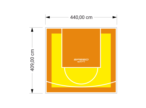 18M2/409X440CM ŻÓŁTO-POMARAŃCZOWE BOISKO DO KOSZYKÓWKI SPEEDSPORT HEXA POWER PRO