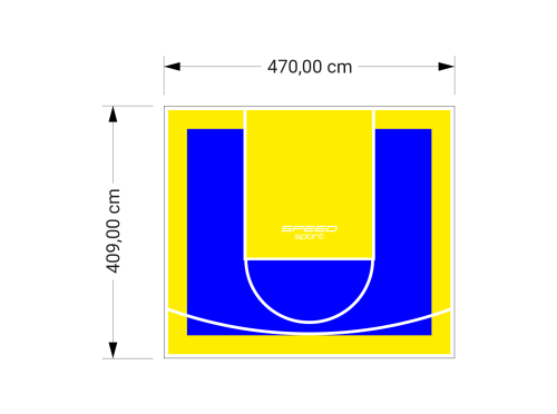 19M2/409X470CM NIEBIESKO-ŻÓŁTE BOISKO DO KOSZYKÓWKI SPEEDSPORT HEXA POWER PRO