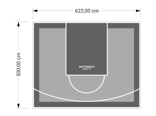 31M2/500X622CM SZARO-GRAFITOWE BOISKO DO KOSZYKÓWKI SPEEDSPORT HEXA POWER PRO