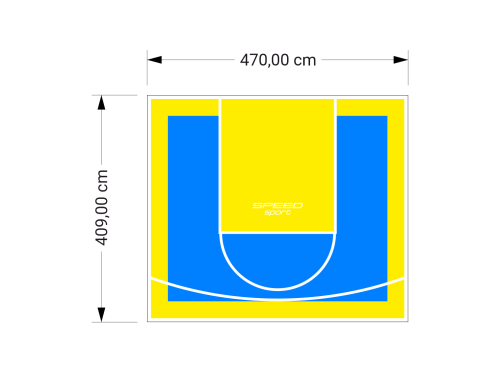 19M2/409X470CM BŁĘKITNO-ŻÓŁTE BOISKO DO KOSZYKÓWKI SPEEDSPORT HEXA POWER PRO