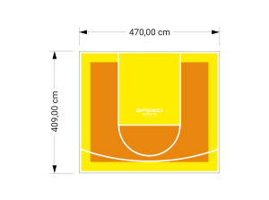 19M2/409X470CM POMARAŃCZOWO-ŻÓŁTE BOISKO DO KOSZYKÓWKI SPEEDSPORT HEXA POWER PRO