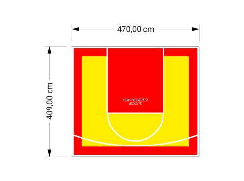 19M2/409X470CM ŻÓŁTO-CZERWONE BOISKO DO KOSZYKÓWKI SPEEDSPORT HEXA POWER PRO