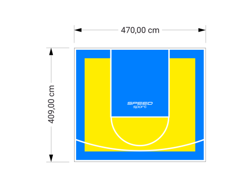 19M2/409X470CM ŻÓŁTO-BŁĘKITNE BOISKO DO KOSZYKÓWKI SPEEDSPORT HEXA POWER PRO